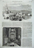 Old Antique Print 1857Lund Hill Colliery Explosion Shaft Railway Barnsley 19th