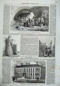 Old Antique Print 1857 Home Dock Road Limehouse Latakia Girl Beyrout Khan 19th