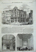 Old Antique Print 1857 Queen'S Theatre Opera House Edinburgh Commons Art 19th
