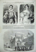 Old Antique Print 1857 Duke Duchess Rutland Funeral Late Belvoir Castle 19th