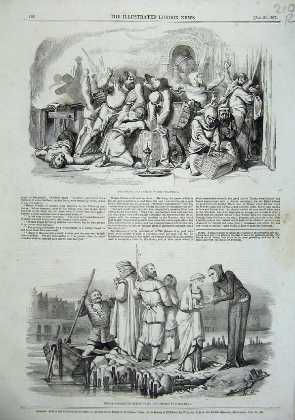 Old Print *0185 1857 Firing Sacking Synagogue Muriel Master Walter Boat 19th