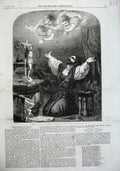 Original Old Antique Print 1857 Ivory Carver Wehnert Man Praying Charles Boker