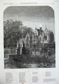 Old Antique Print 1857 Architecture Mansion House Lullingsworth Fine Art 19th
