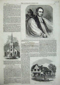 Old Antique Print 1857 Rev. Bickersteth Bishop Ripon Chapel Hobart Kent 19th