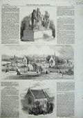 Old Antique Print 1857 Church Cannes Charleton Cemetery Testimonial Costa 19th