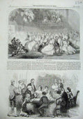 Old Antique Print 1857 New Years Party Families Roger De Coverley Dance 19th