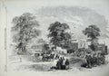 Original Old Antique Print 1857 View South Kensington Museum Horse Coach People