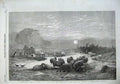 Old Antique Print 1857 Winter Sheep Feeding Shepherds Moonlight Fine Art 19th