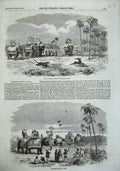 Old Antique Print Antelope Hunting Leopard India 1857 Partridge Hawking 19th