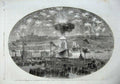 Old Antique Print 1857 Fireworks Display Suspension Bridge Pesth Austria 19th