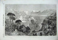 Old Antique Print 1857 Convent La Madonna Sasso Lago Maggiors Mountains 19th