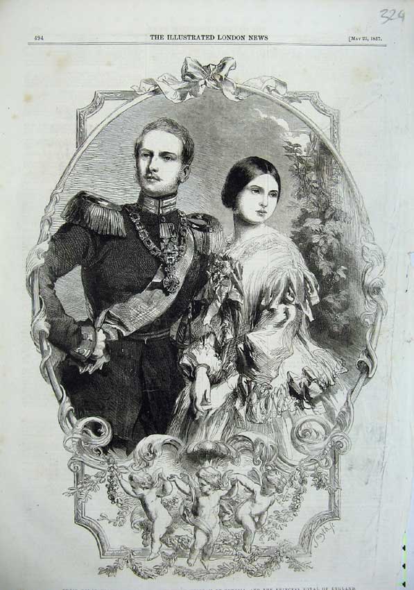 Old Antique Print 1857 Prince Frederick William Prussia Princess England 19th