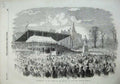 Original Old Antique Print 1857 Inauguration Statue Majesty Queen Peel Salford