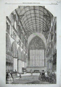 Old Antique Print 1857 Choir Cathedral Church St Mary Carlisle Scotland 19th