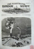 Old Antique Print 1857 Explosion Lund Hill Colliery Barnsley Mining Art 19th