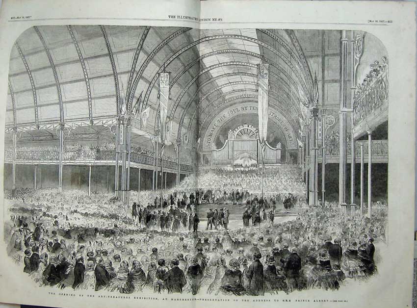 Old Antique Print 1857 Art Painting Exhibition Manchester Prince Albert 19th