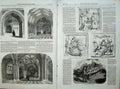 Old Antique Print 1857 Houses Parliament Perrs Porch Clock Westminster 19th