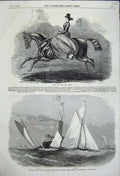 Old Antique Print Miss Gilbert Lady Horse Rider Zillah Gnome Yachts 1858 19th