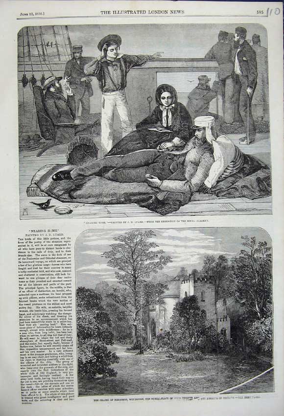 Original Old Antique Print 1858 Nearing Home Fine Art Luard Chapel Borromeo