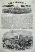 Original Old Antique Print Alnwick Castle Duke Northumberland 1858 Victorian