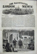 Original Old Antique Print Two Men Bar Inside House Commons 1858 19th