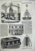 Original Old Antique Print Ice Making Machine Alarm Buoy Millar Schomberg 1858