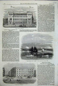 Original Old Antique Print Sailors Home Rotterdam Iceberg Anglesey Ship 1858