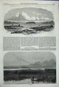 Original Old Antique Print Sandy Lake Minnesota Iowa Prairie Mississippi 1858