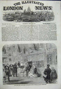 Original Old Antique Print Royals From Portugal Royal Academy Visit 1858 19th