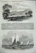 Original Old Antique Print Scene Bridge Allan Mineral Springs Scotland 1858