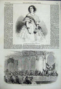 Original Old Antique Print Queen Portugal Duke Malakoff Amry Navy Club 1858