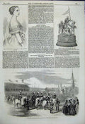 Old Antique Print Prima Donna Titiens Theatre Stockholm Close Diet 1858 19th