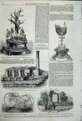 Original Old Antique Print Velocipede Early Bicycle Water Distilling Apparatus