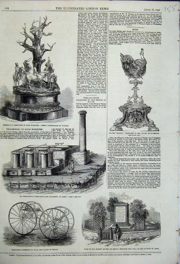 Original Old Antique Print Velocipede Early Bicycle Water Distilling Apparatus