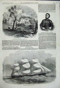 Old Antique Print White Lodge Richmond Park Stormy Petrel Cimber Clipper