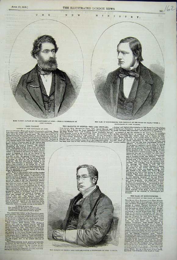 Old Antique Print Lord Stewart Earl Talbot Earl Donoughmore 1858 Portrait 19th