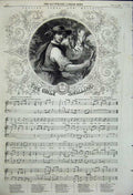 Old Antique Print 1858 English Songs The Only Shilling Song Sheet Score 19th