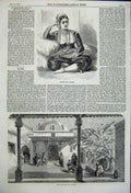 Original Old Antique Print Moorish Lady Algiers 1858 Court Maleki Cadi 1858