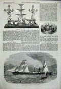 Old Antique Print 1858 Spanish Royal Mail Ship Jamye Ii Speakers Dessert 19th