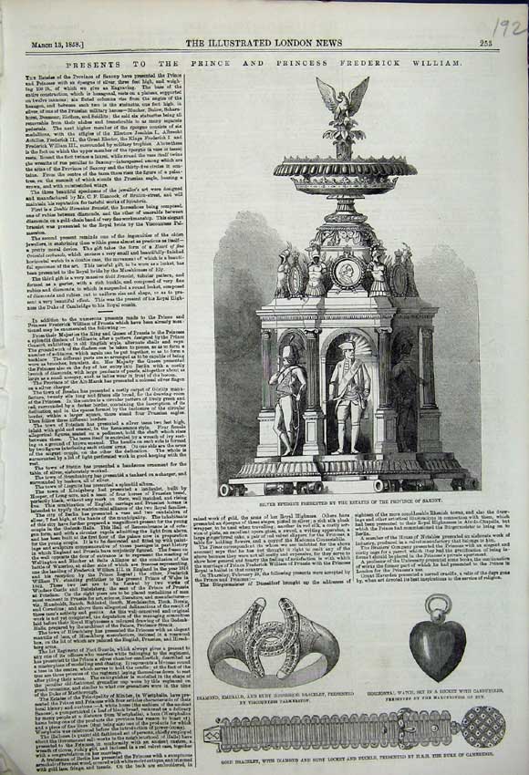 Original Old Antique Print Silver Epergne Saxony Bracelet Locket GDiamond 1858
