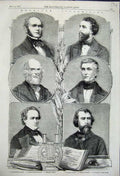 Original Old Antique Print American Celebs Bryant Bancroft Willis Anthon 1858