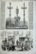 Original Old Antique Print Silver Vase Candelabra Frederick William Berlin 1858