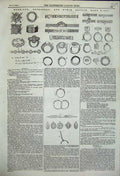 Original Old Antique Print Marriage Betrothal Other British Hand Rings 1858