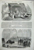 Original Old Antique Print Dressing Case Comb Brush Mirror American Horse Tamer