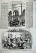 Old Antique Print Algiers Fountain Mosque Djami El Kebir Hanefi Cadi 1858 19th