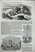 Original Old Antique Print Dehli After Siege Selimghur Jumna Constantia College