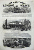 Original Old Antique Print 1858 Lucknow Town House Captain F Hayes Residence