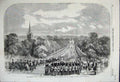 Original Old Antique Print 1858 Royal Visit Cortege Passing Avenue Aston Hall