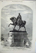 Original Old Antique Print Bronze Satute Viscount Handinge Tank Square 1858