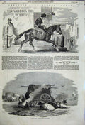 Original Old Antique Print 1858 Buenos Ayres Milkman Santa Lucia Market Place